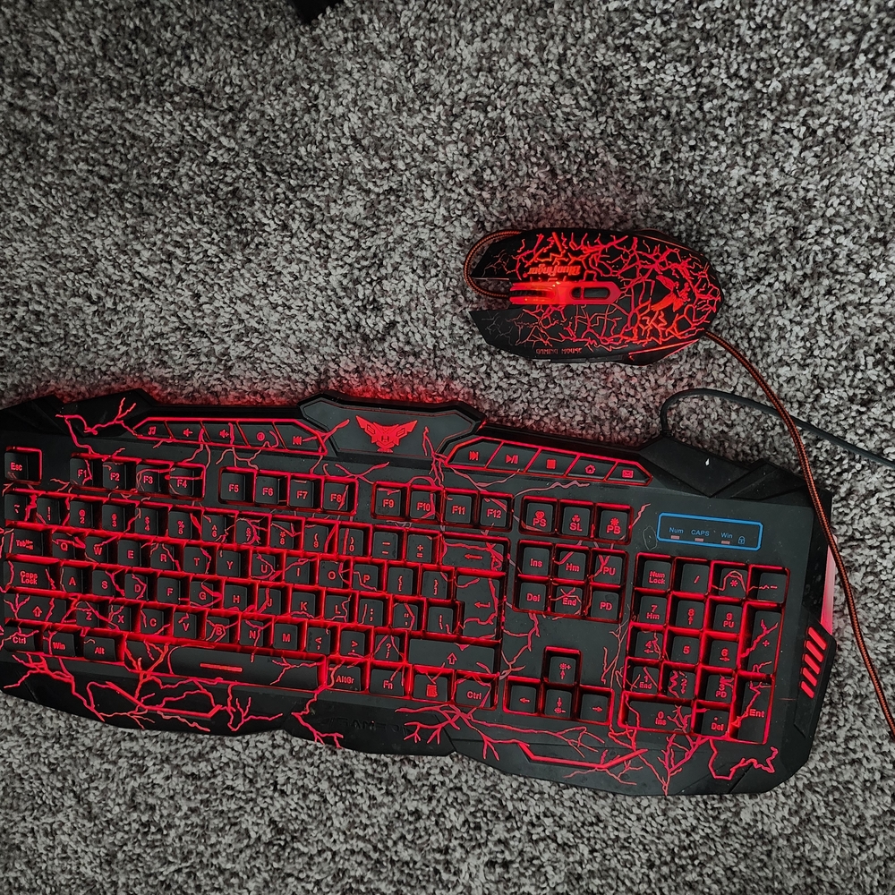 Red and Black Gaming Keyboard and Mouse Set